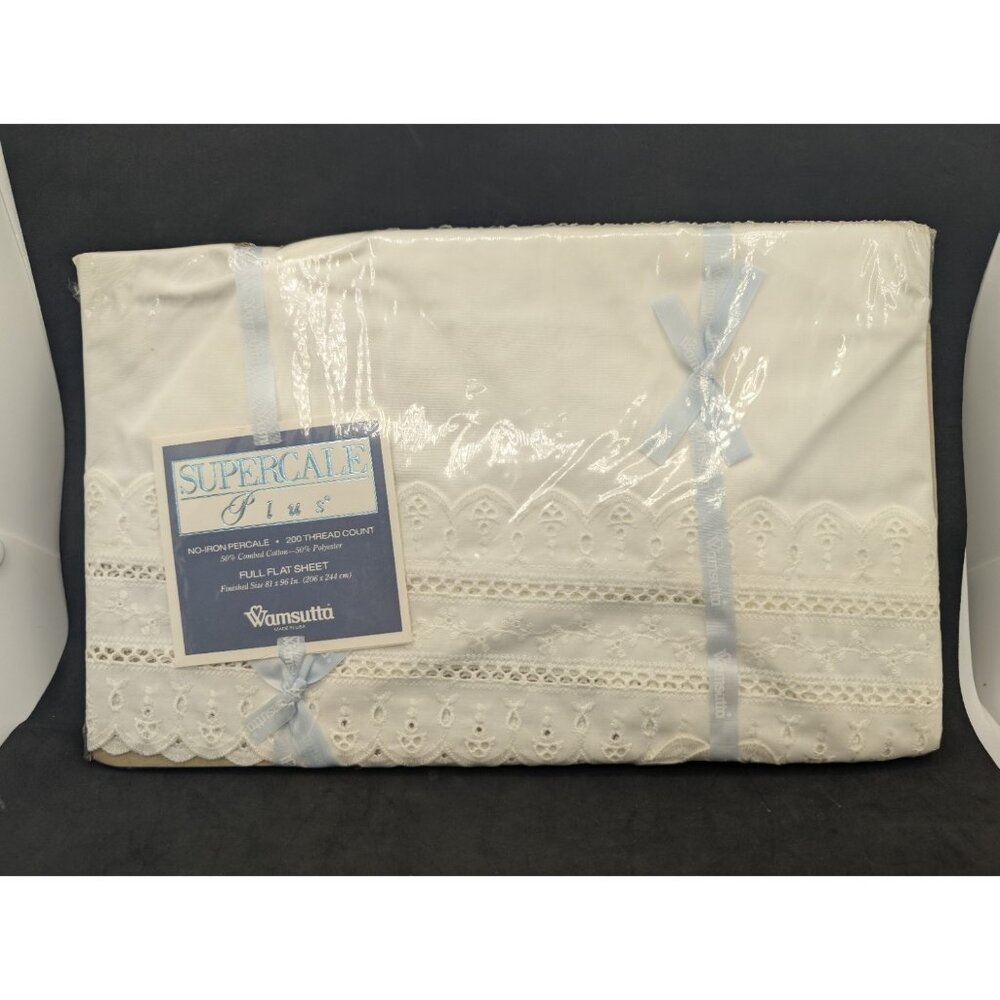 Vintage Wamsutta Supercale Plus 200 Thread Count Percale Full Flat Sheet WHITE